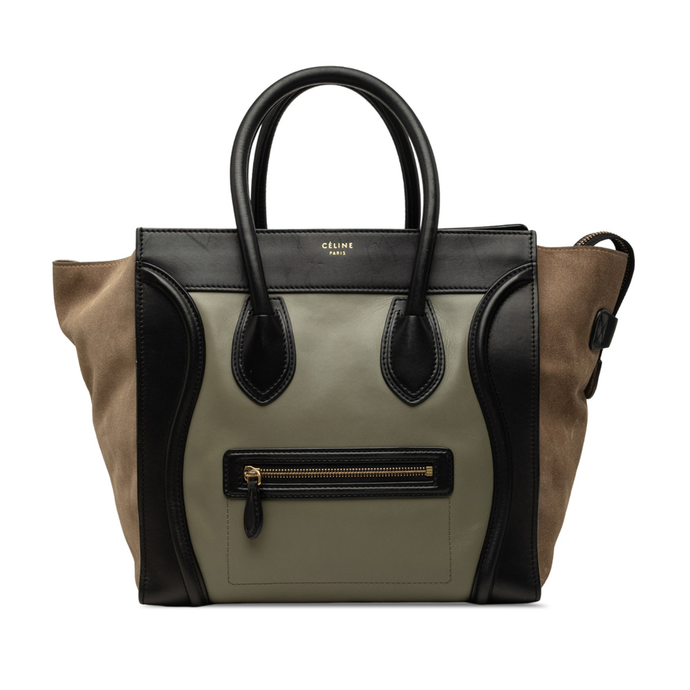 Pre-Loved Celine Mini Tricolor Calfskin and Suede Luggage Tote